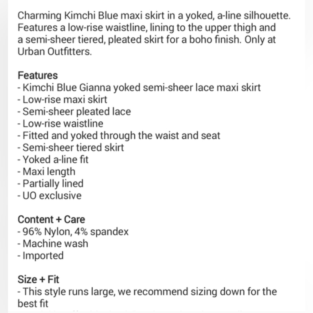 Kimchi Blue Cream Lace Tiered Semi-Sheer Maxi Skirt - Picture 5 of 5